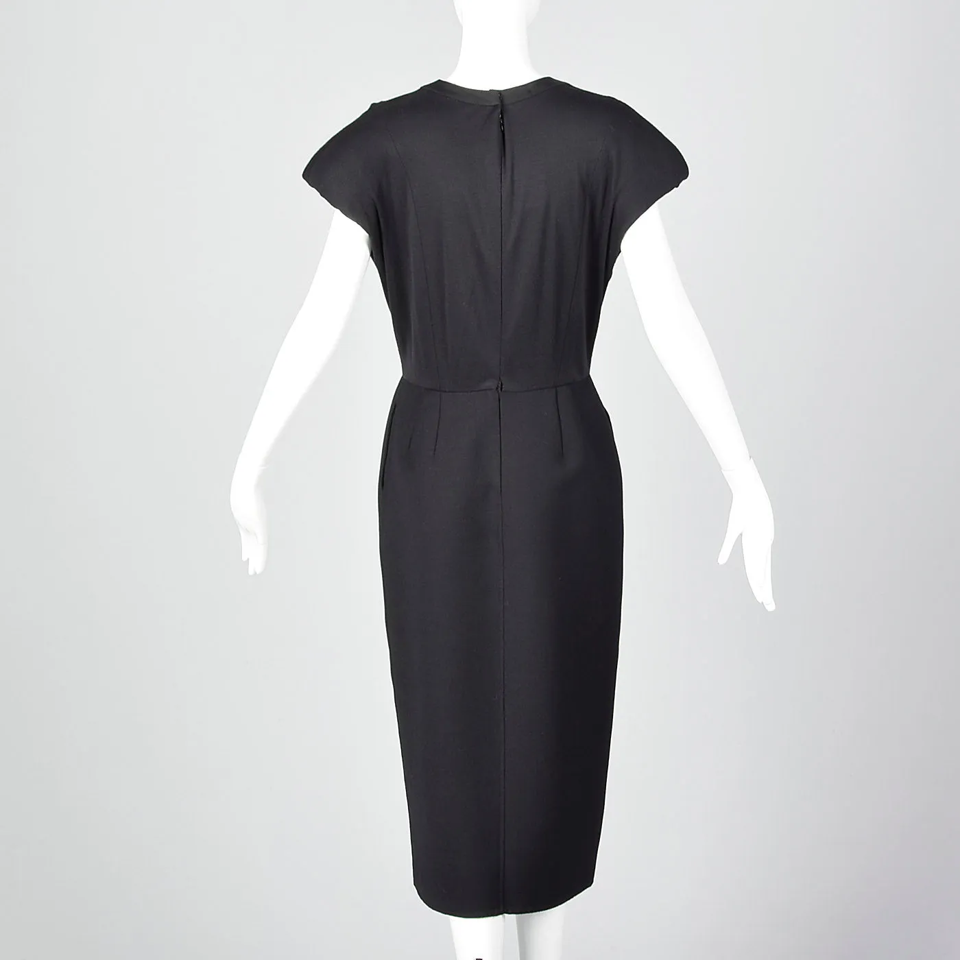 1980s Geoffrey Beene Black Dress with Shaped Shoulders
