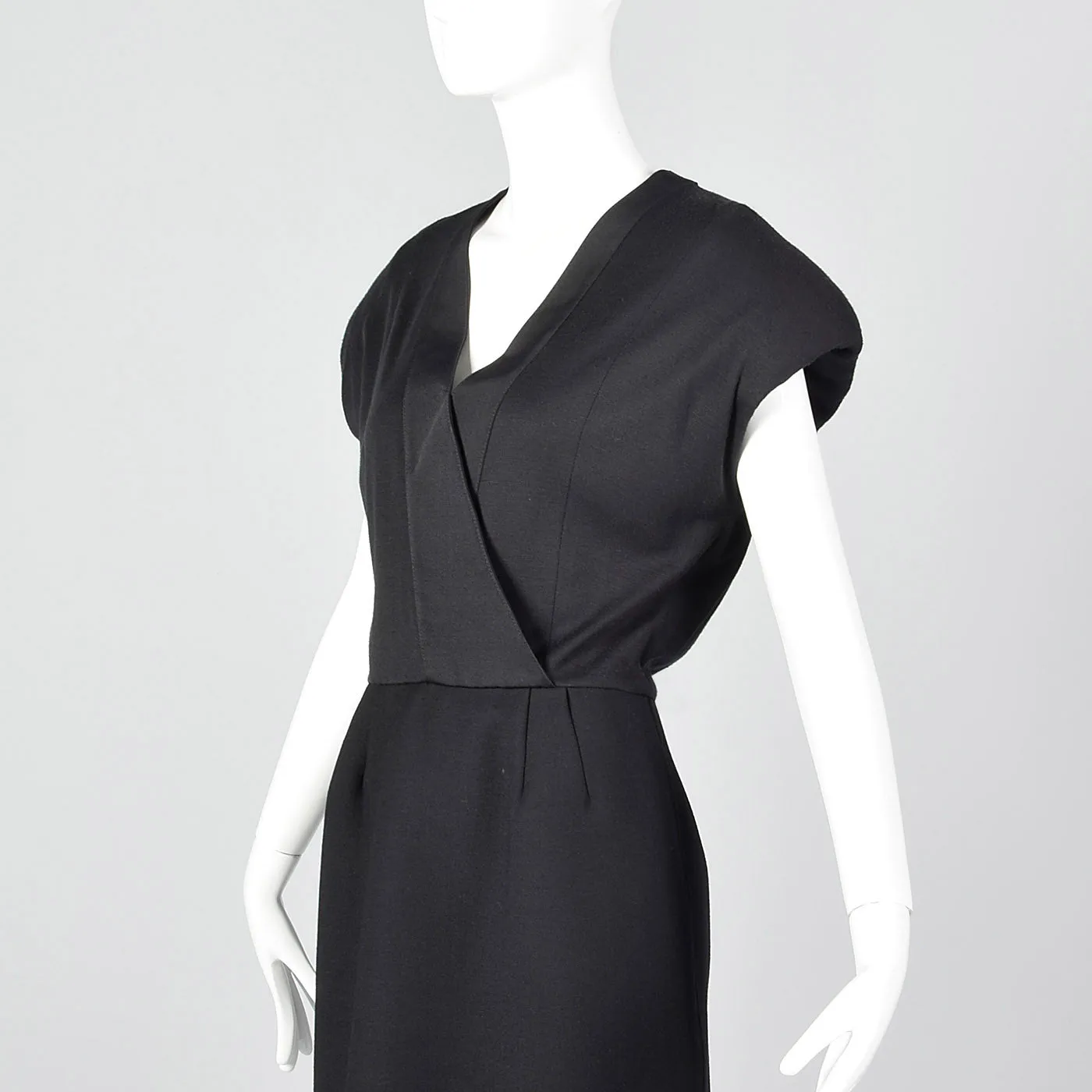 1980s Geoffrey Beene Black Dress with Shaped Shoulders