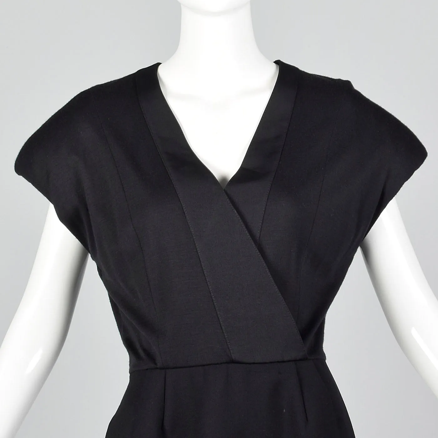 1980s Geoffrey Beene Black Dress with Shaped Shoulders