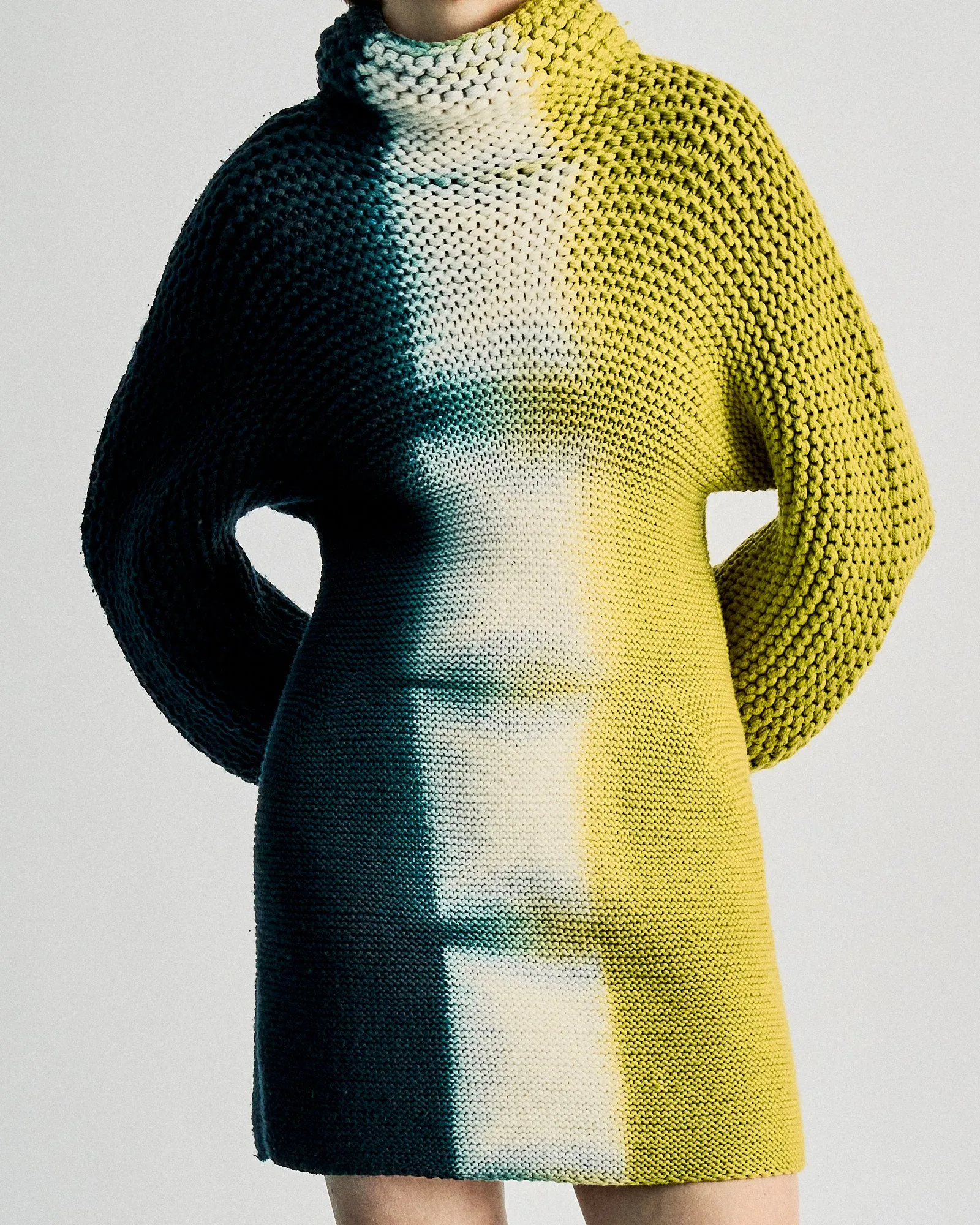 2012 Sculptural wool knit gradient dress