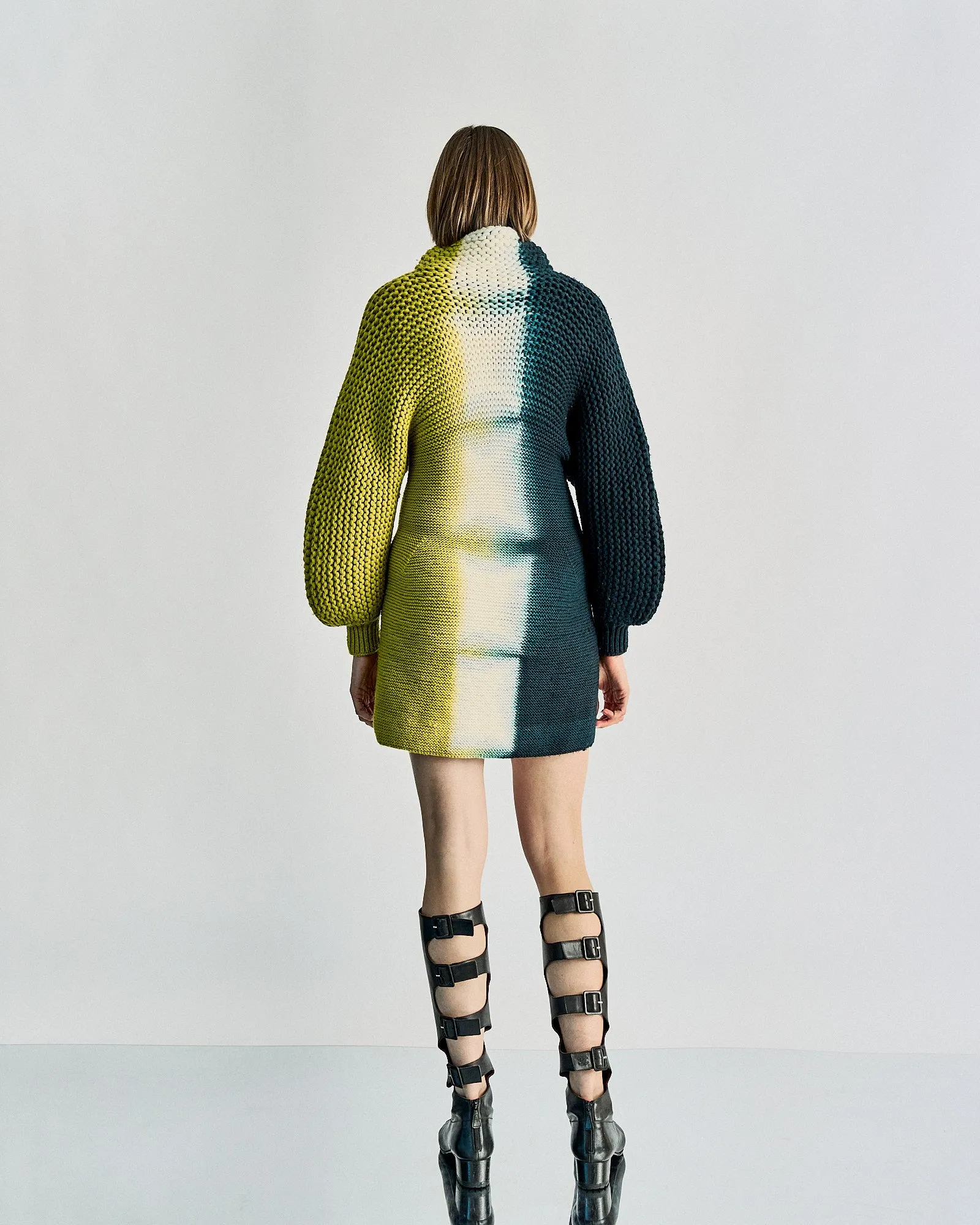 2012 Sculptural wool knit gradient dress