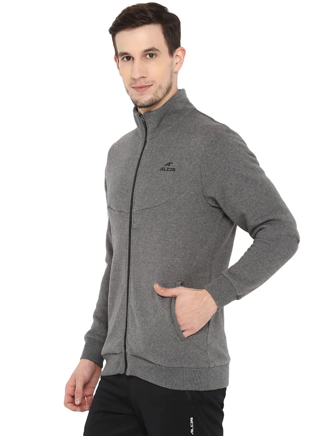 Alcis Men Grey Solid Lightweight Sporty Jacket