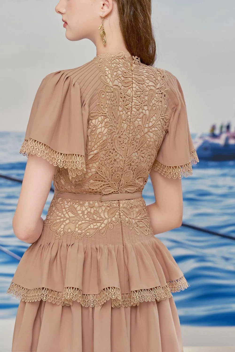 Aurora Layered Flutter Sleeved Polycotton Mini Dress