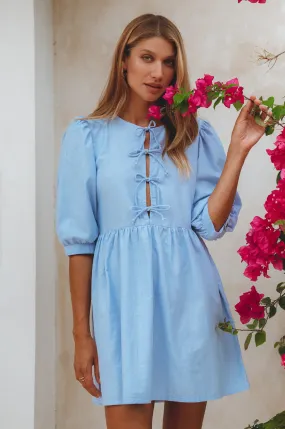 Beatrice Puff Sleeve Linen Mini Dress by Bali ELF