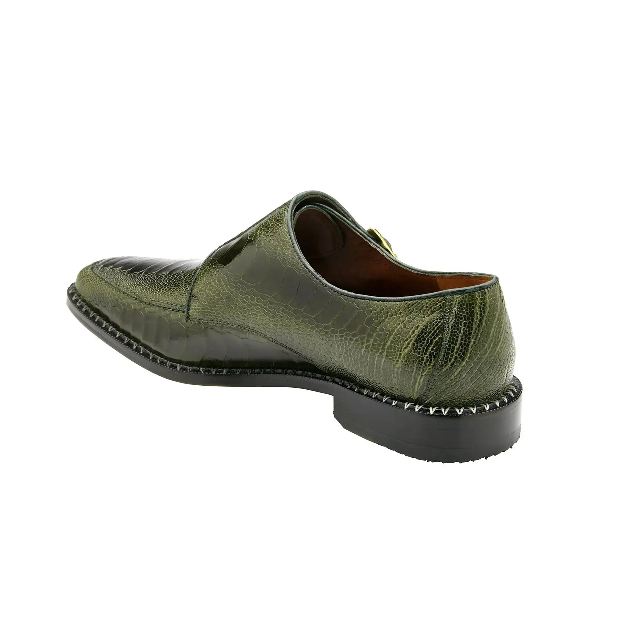 Belvedere Valiente in Antique Forest Ostrich Leg Monkstraps