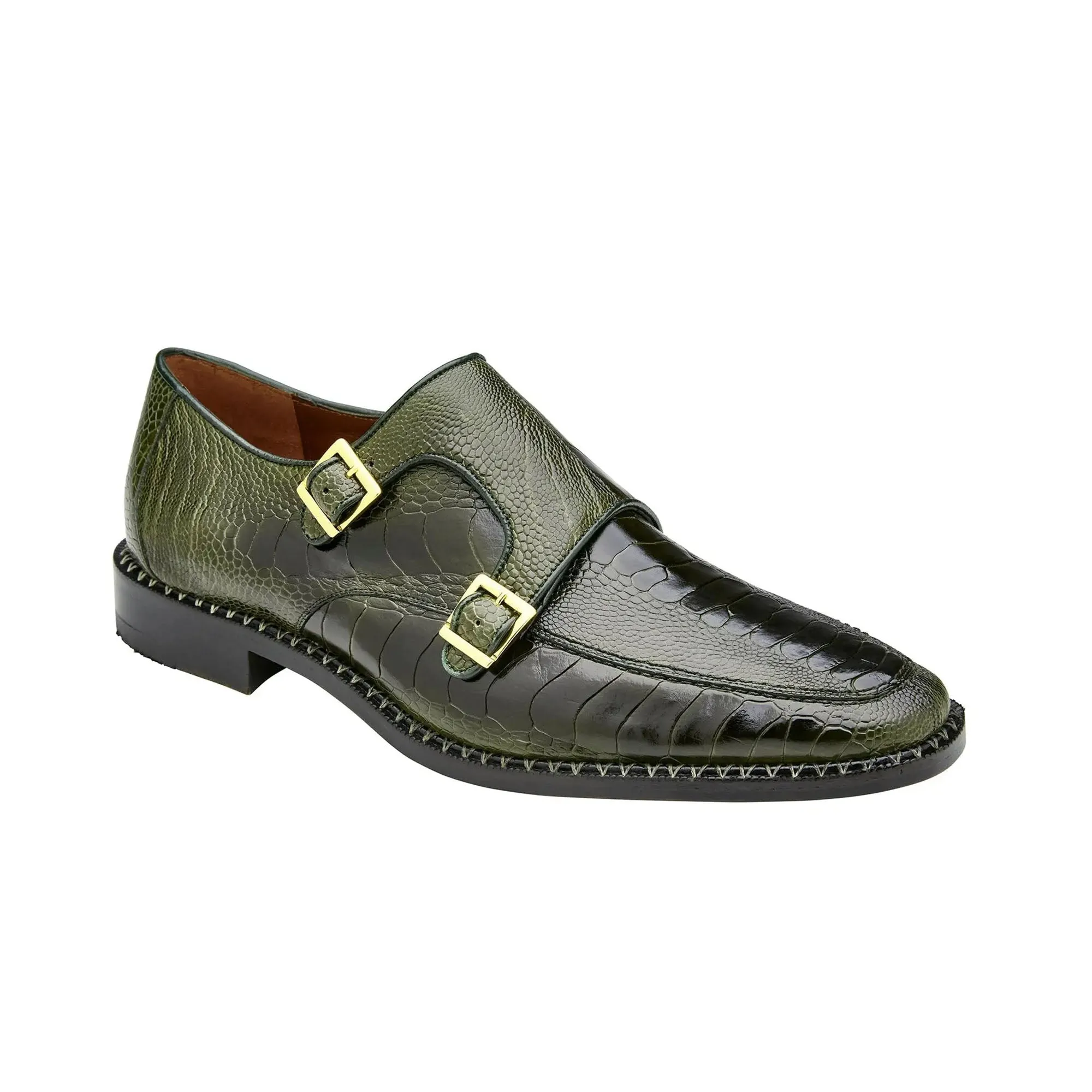 Belvedere Valiente in Antique Forest Ostrich Leg Monkstraps