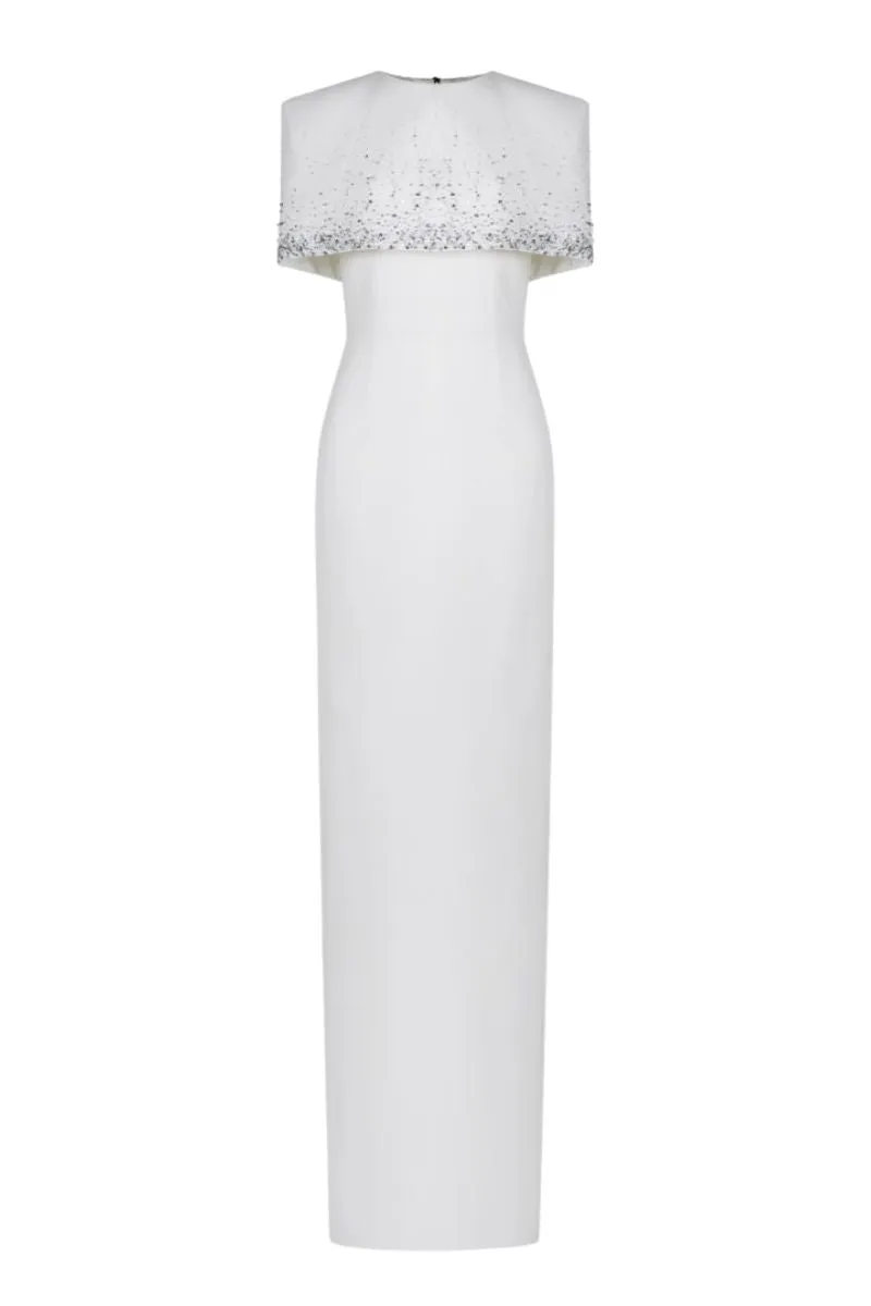 BRADFORD WHITE GOWN WITH SHOULDER CAPE