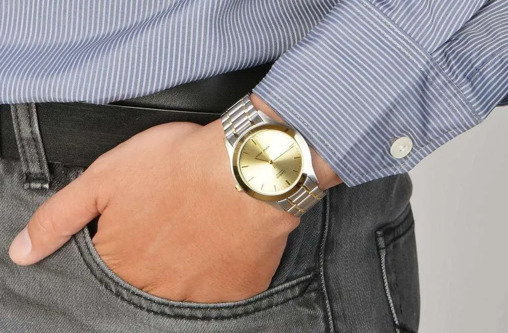 Casio MTP-1128G-9ARDF Two Tone Stainless Steel Strap Watch for Men
