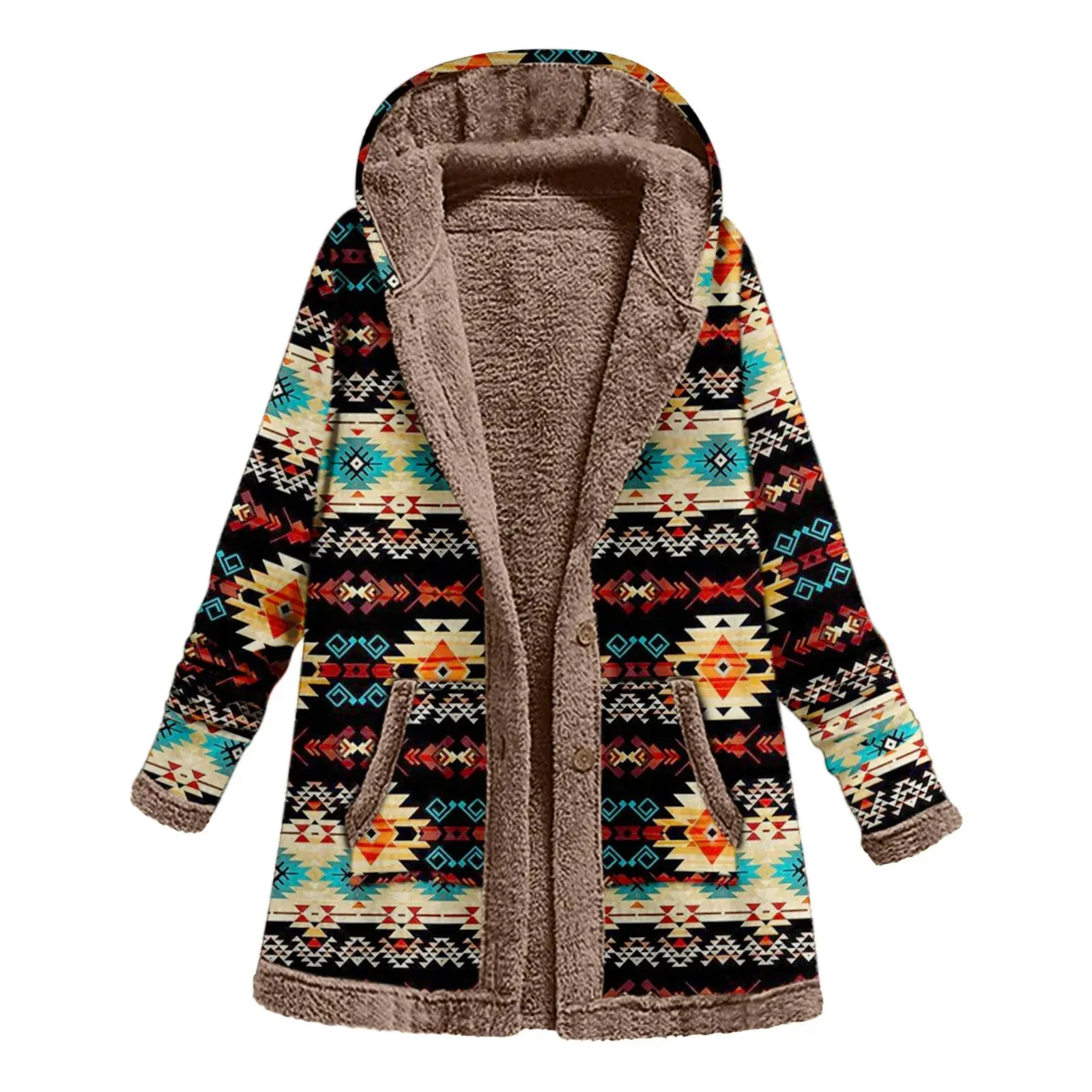 Casual Patchwork Hooded Women's Winter Coat