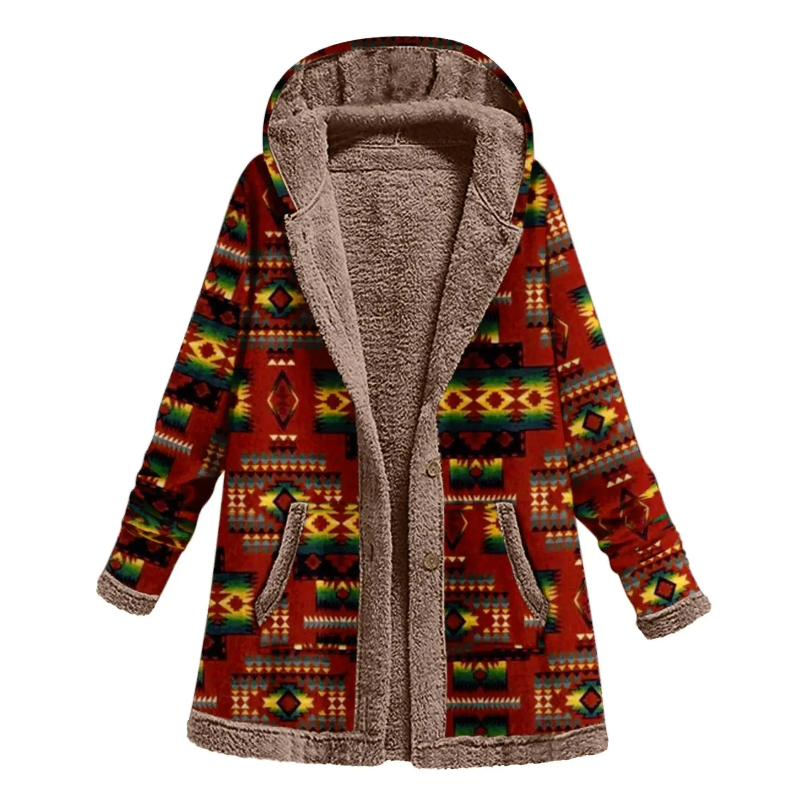 Casual Patchwork Hooded Women's Winter Coat