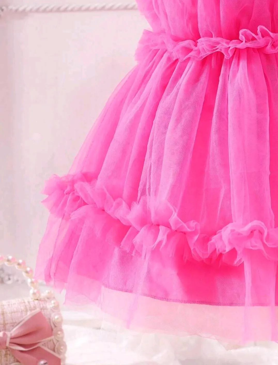 Cerise Pink Ruffle Dress  #1000496