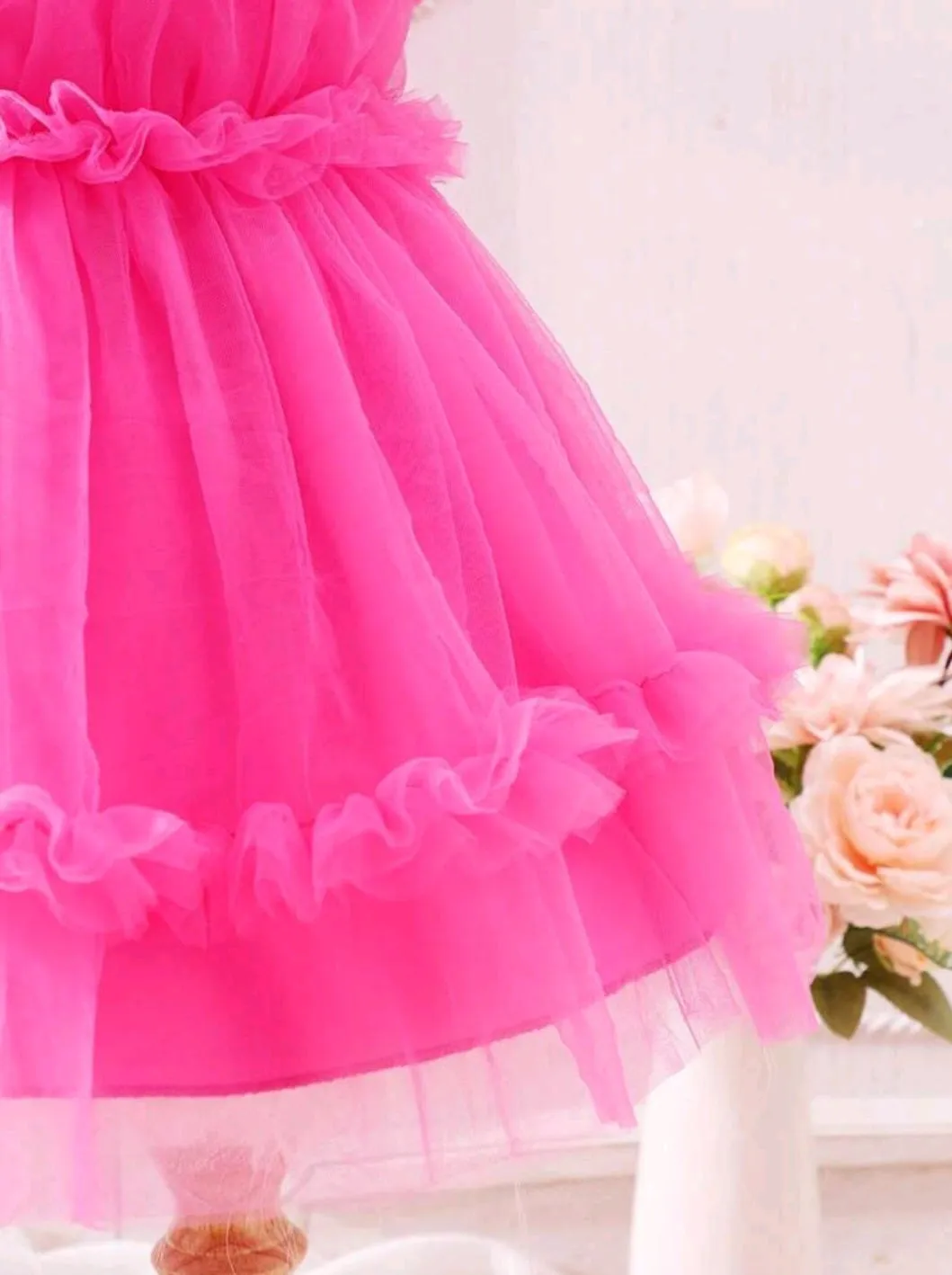 Cerise Pink Ruffle Dress  #1000496