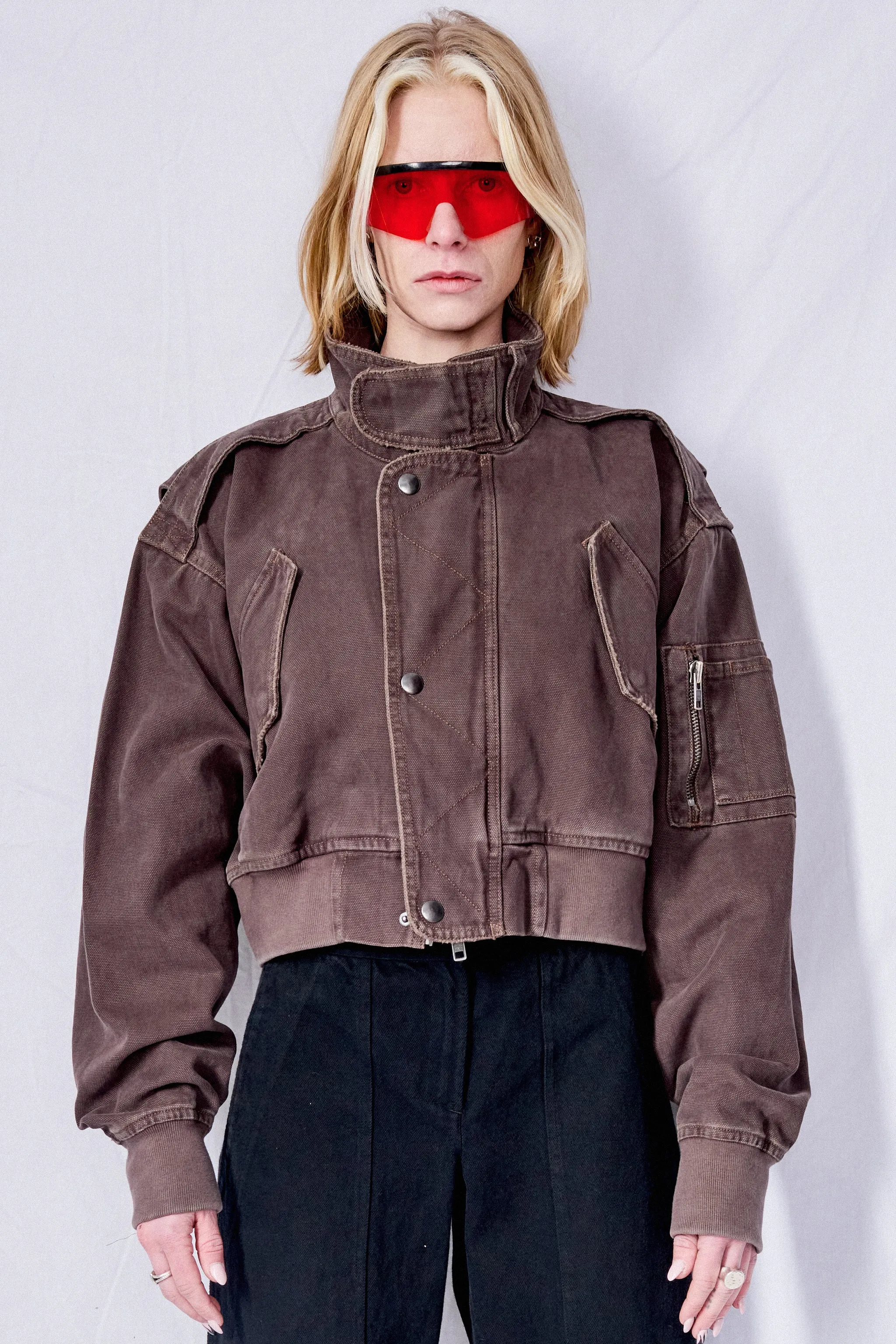 Dark Brown Workwear Aviator Jacket