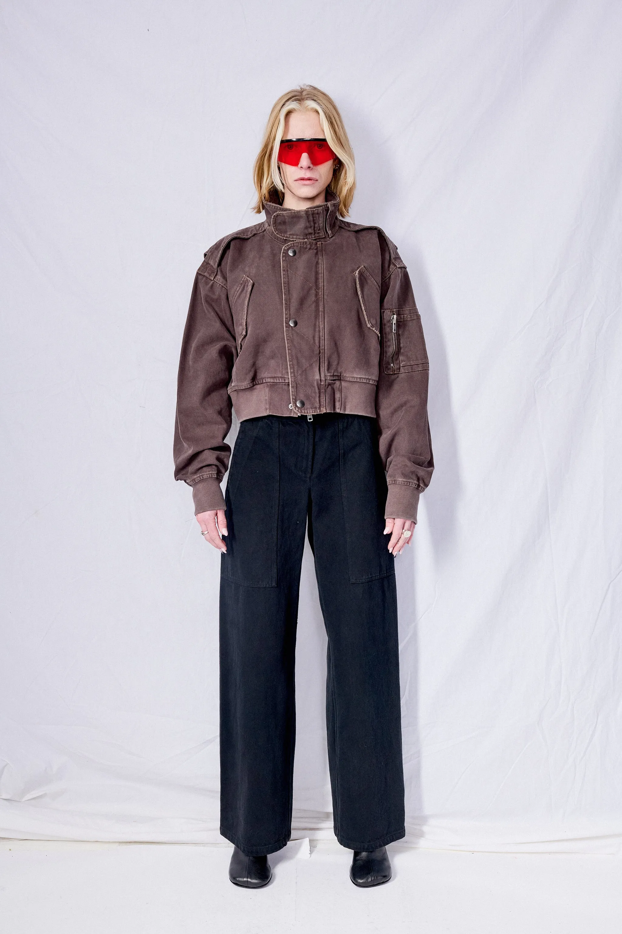Dark Brown Workwear Aviator Jacket