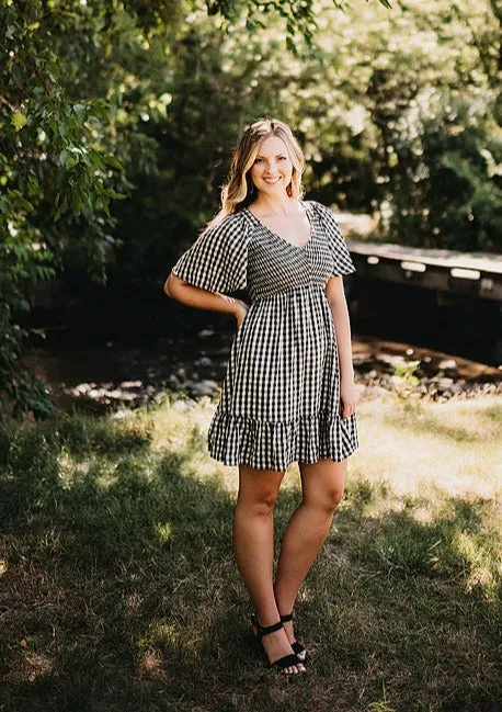 Gingham Smocked Babydoll Dress