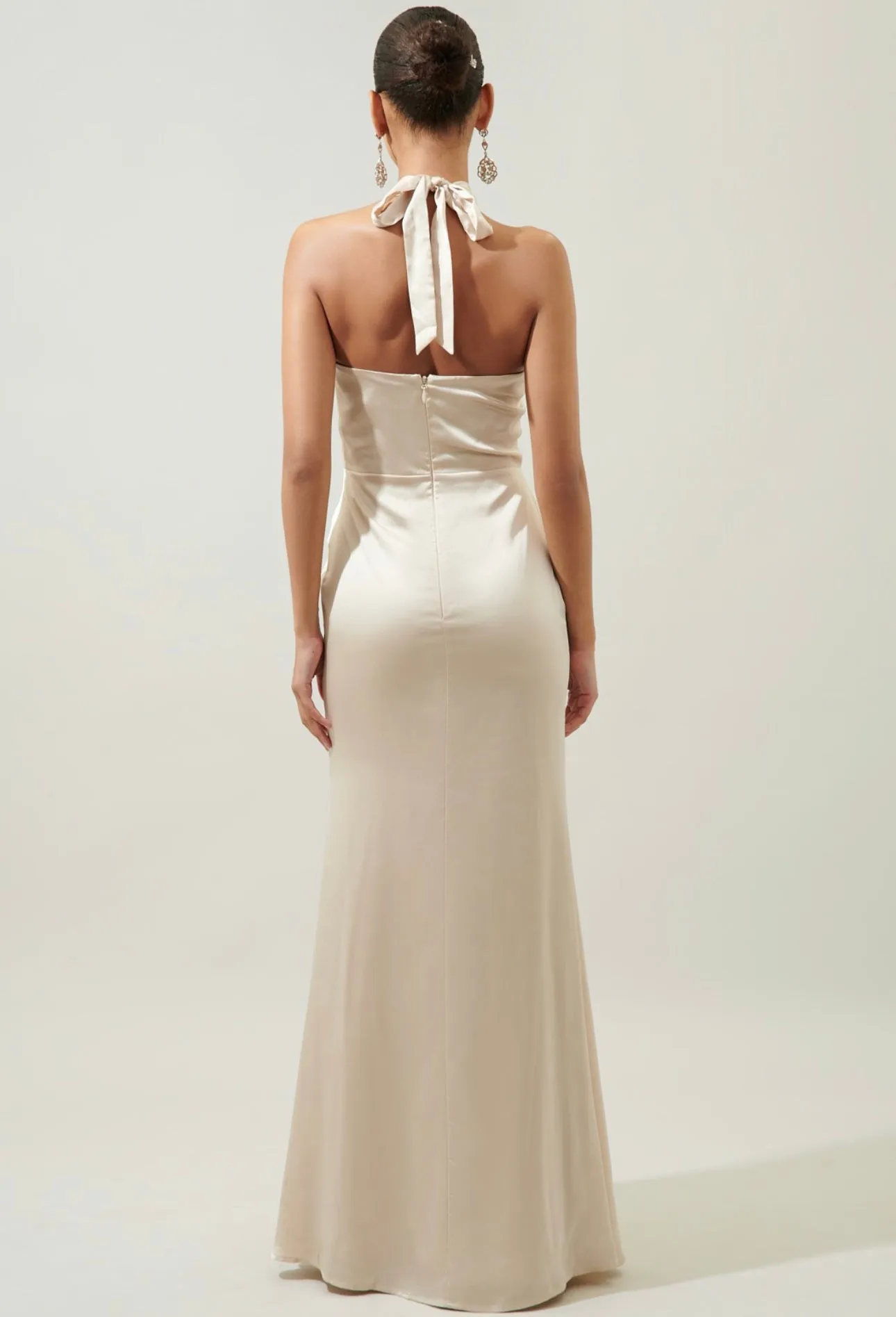 Halter Satin Maxi Dress