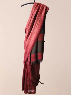 Handwoven Eri-Tussar Silk Saree_Red
