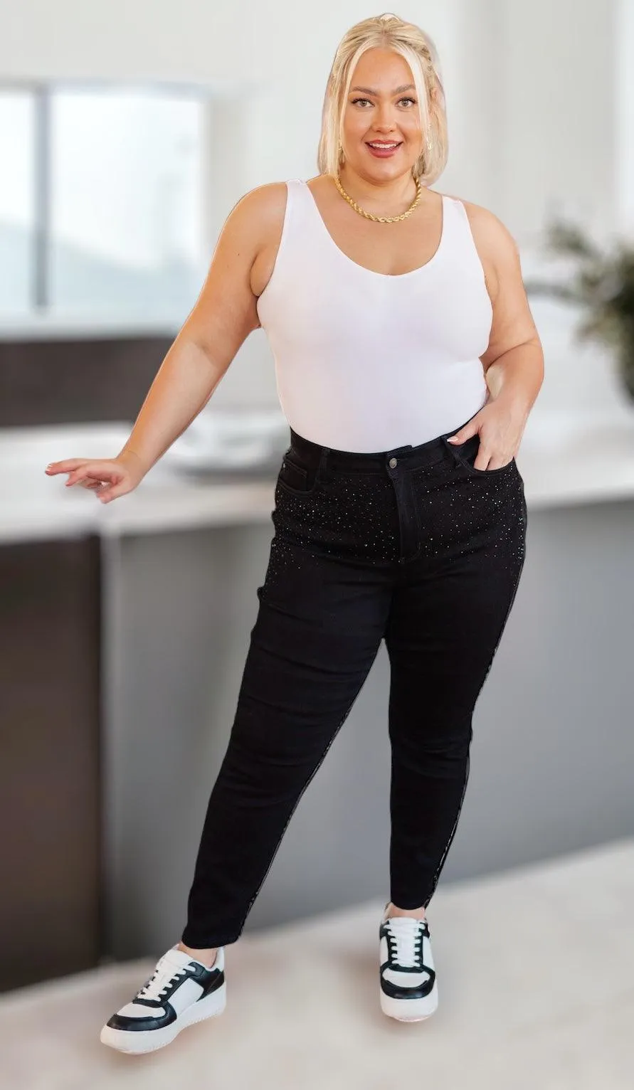 Judy Blue Black Slim Fit Rhinestone Jeans