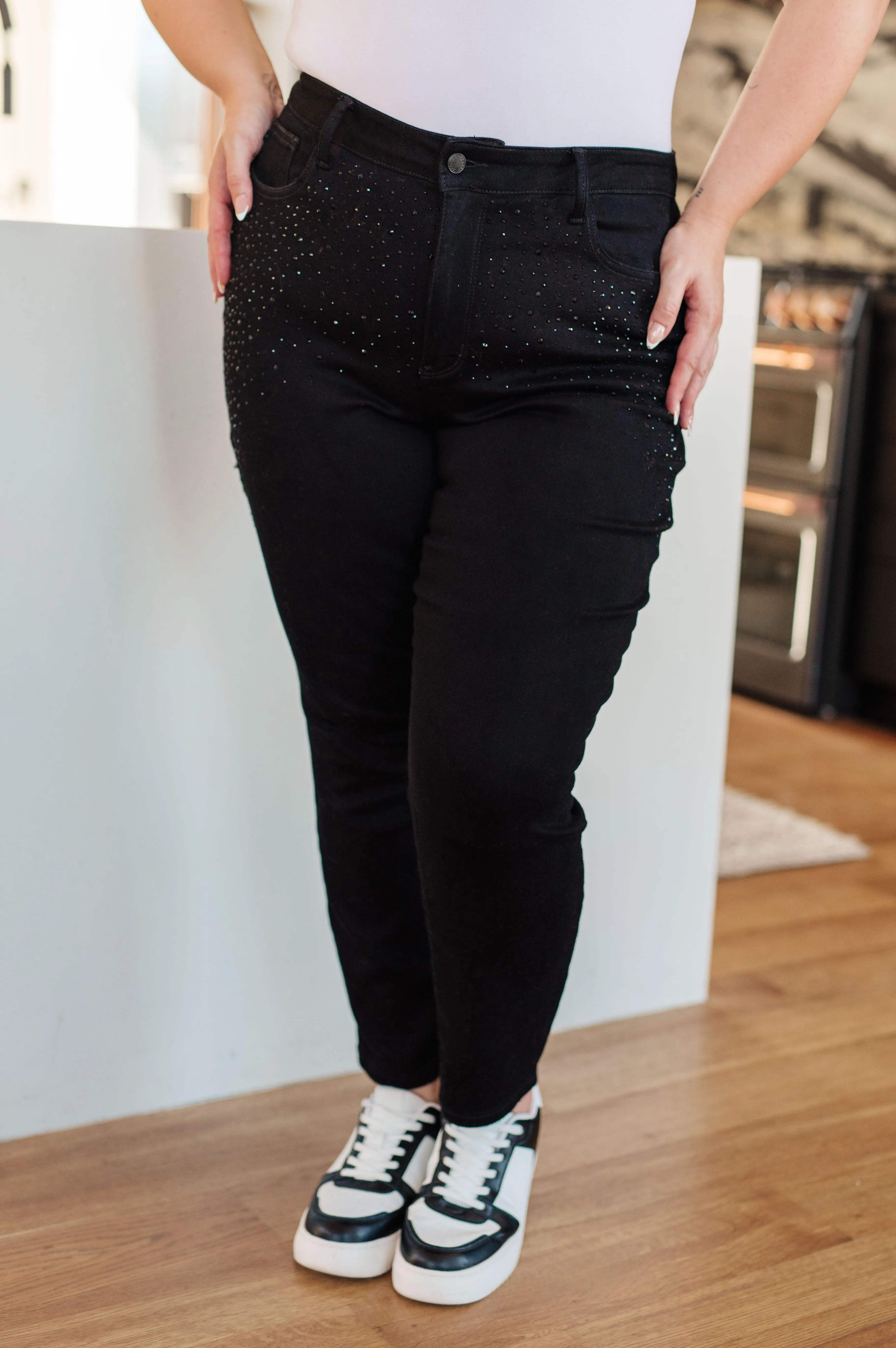 Judy Blue Black Slim Fit Rhinestone Jeans