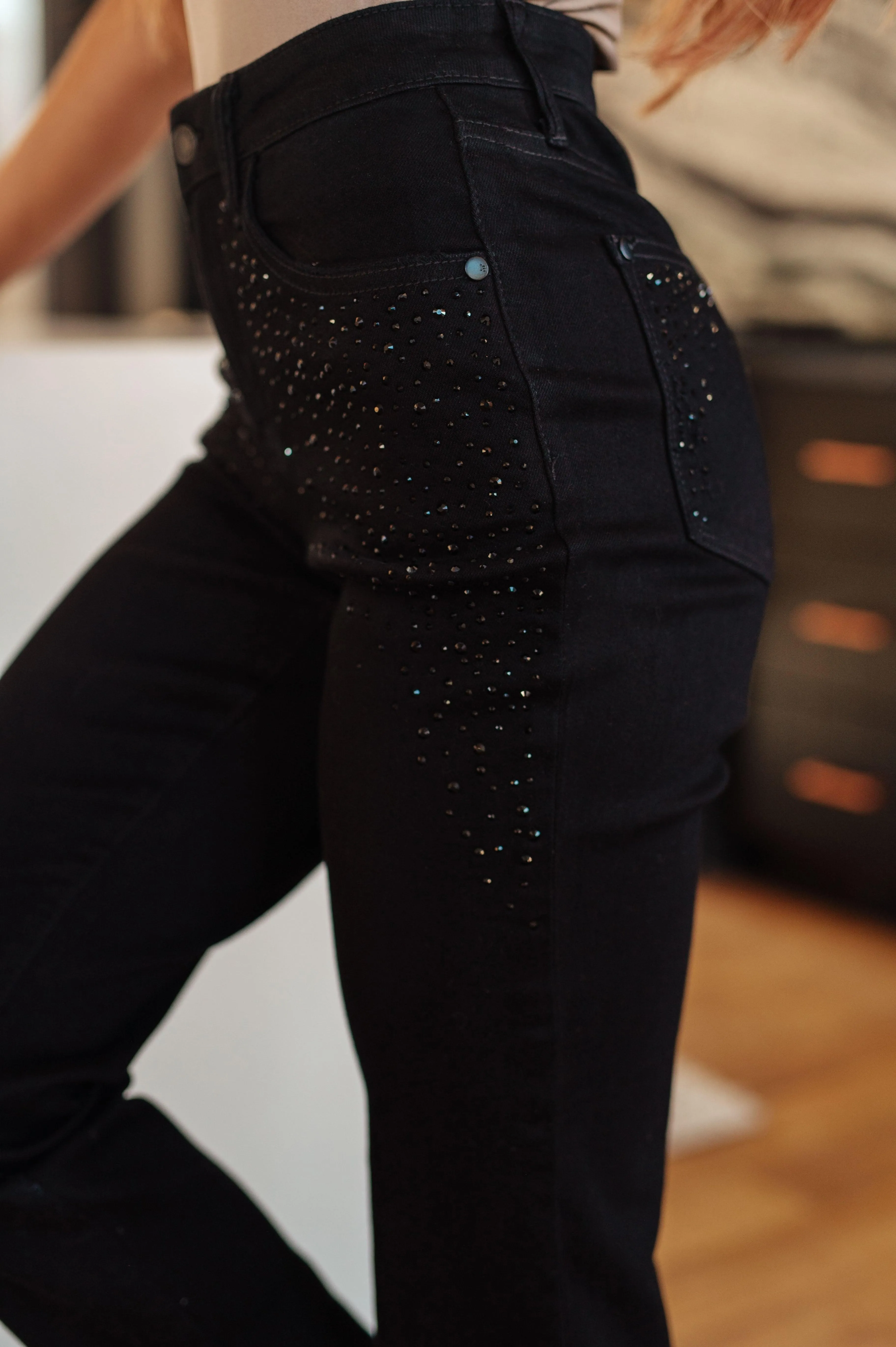 Judy Blue Black Slim Fit Rhinestone Jeans