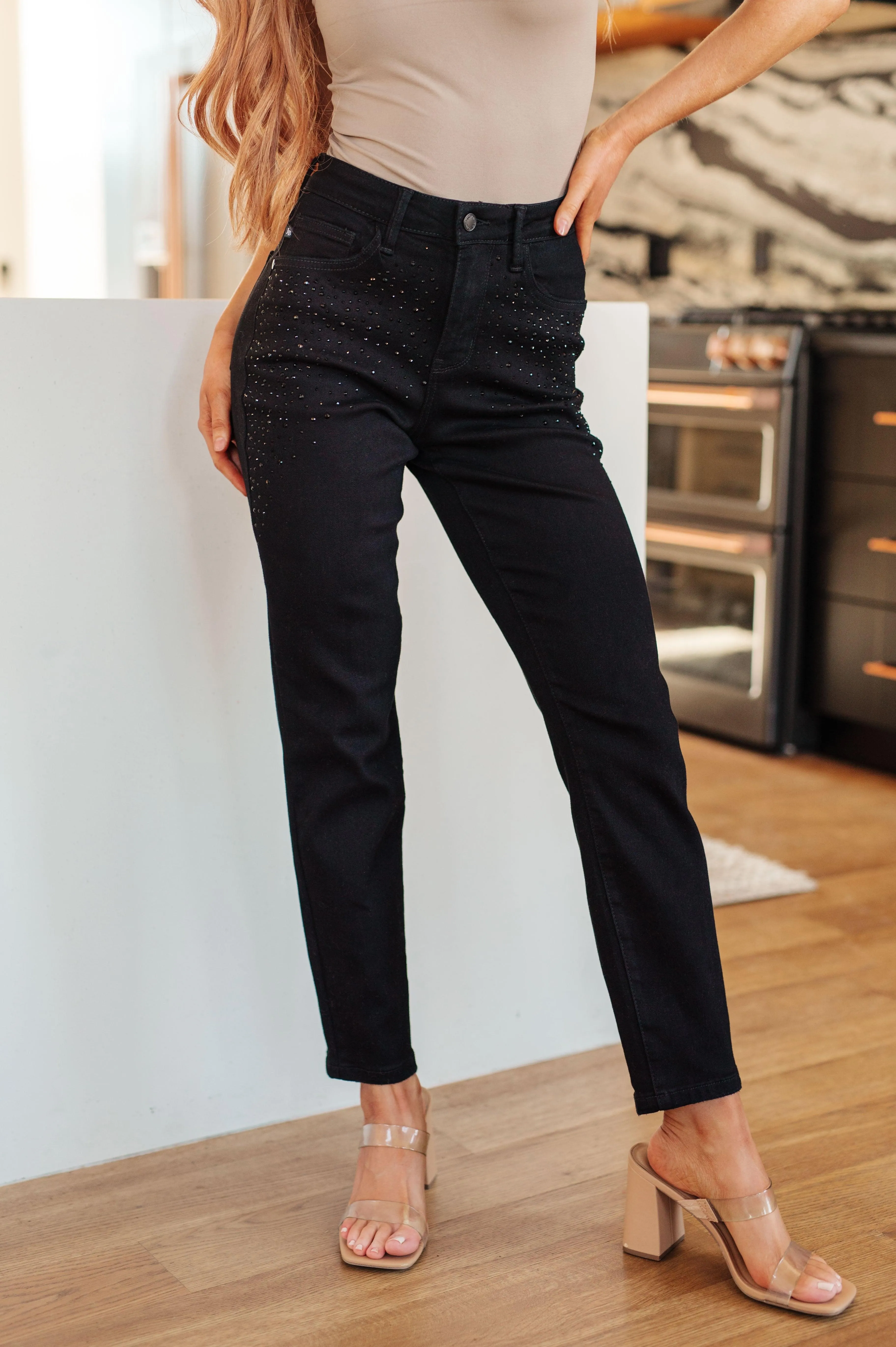 Judy Blue Black Slim Fit Rhinestone Jeans