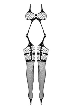 Magic Silk Seamless Bandeau Top Catsuit with Toe Loops Black OS