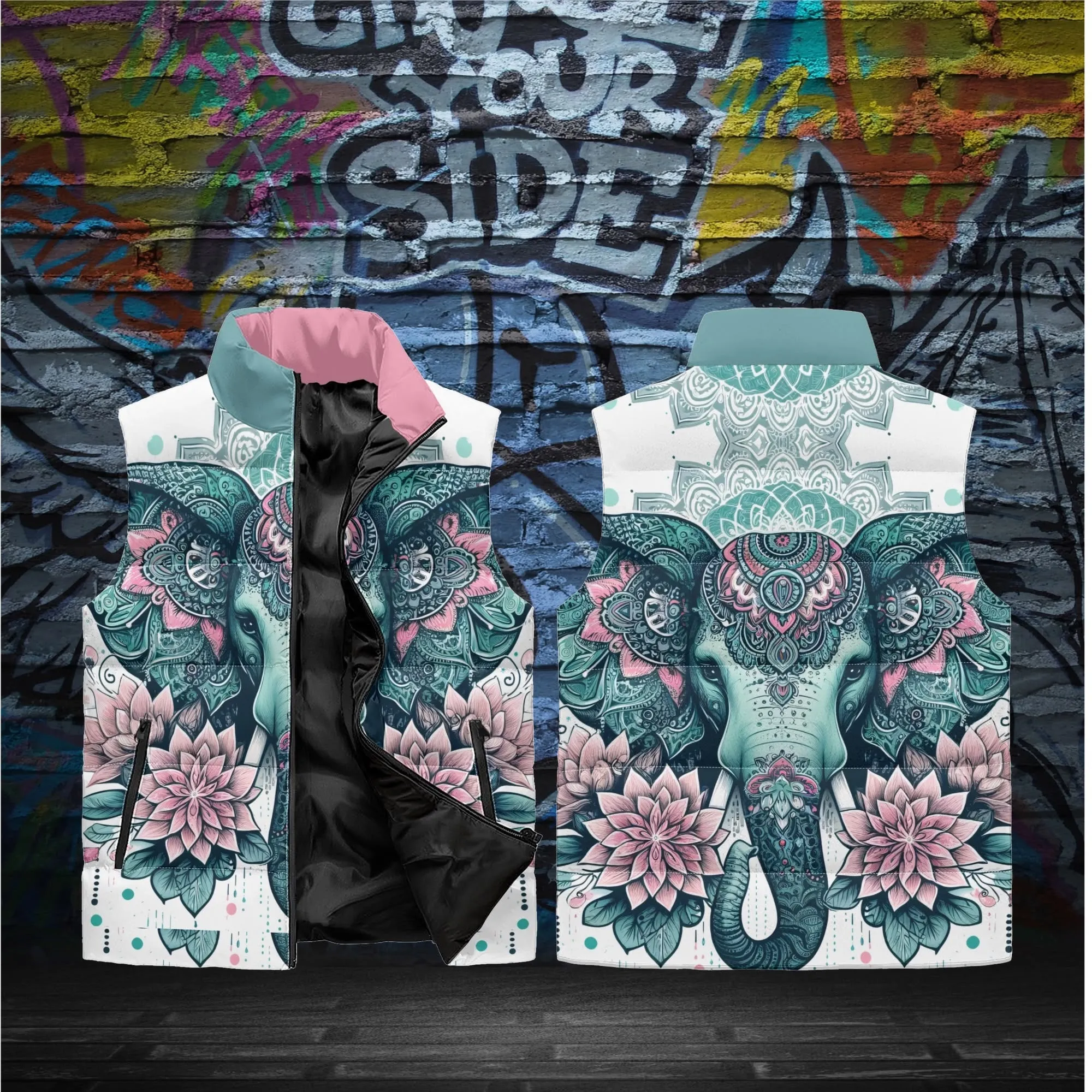 Mandala Elephant Puffer Vest