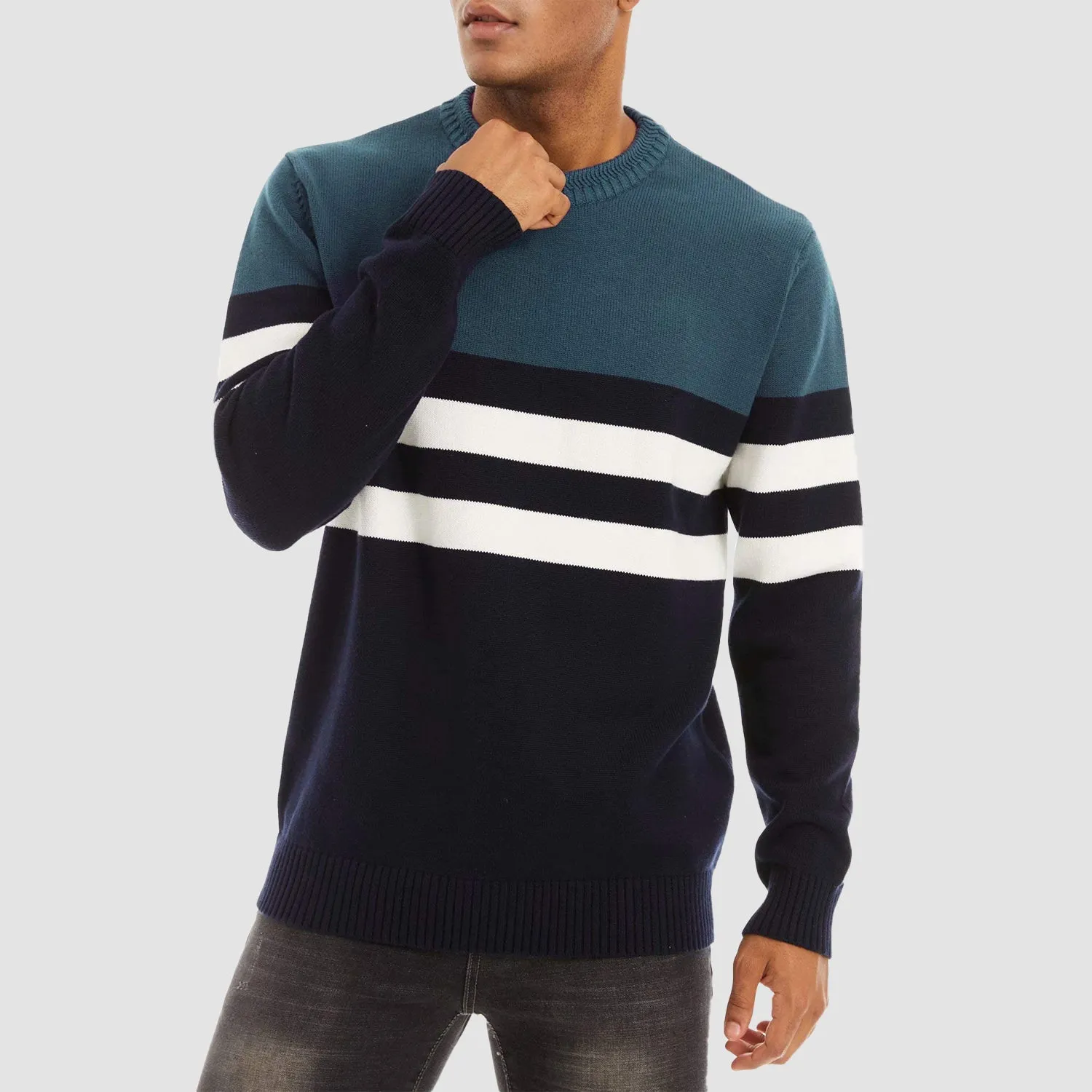 Men's Crewneck Sweater Thermal Knitted Sweatshirt