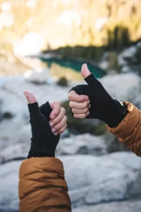 MERINO WOOL FINGERLESS GLOVES WOMENS BLACK