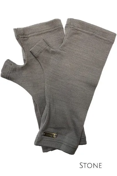MERINO WOOL FINGERLESS GLOVES WOMENS STONE