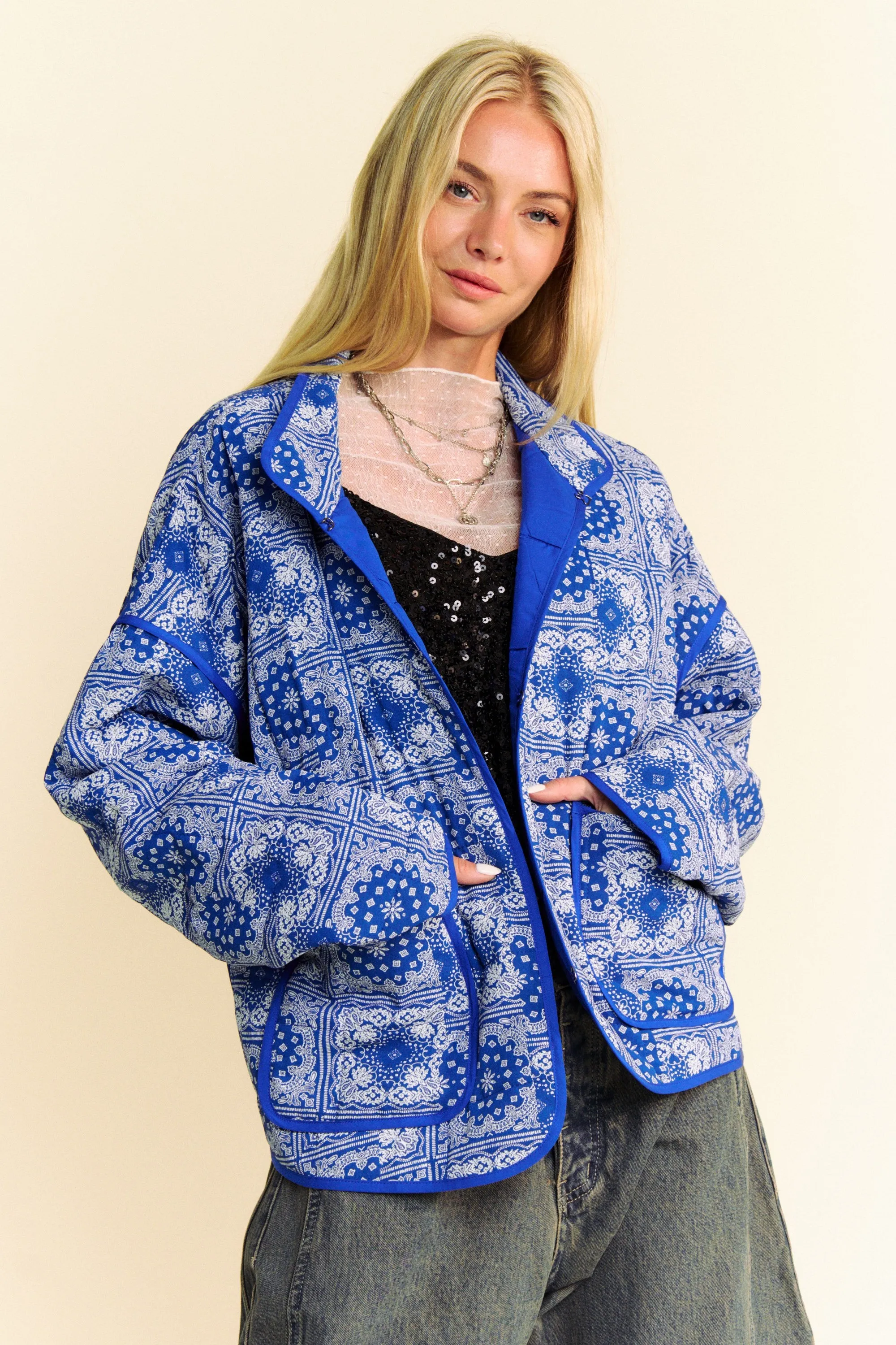 Quilted Bandana High Neck Jacket by Davi & Dani