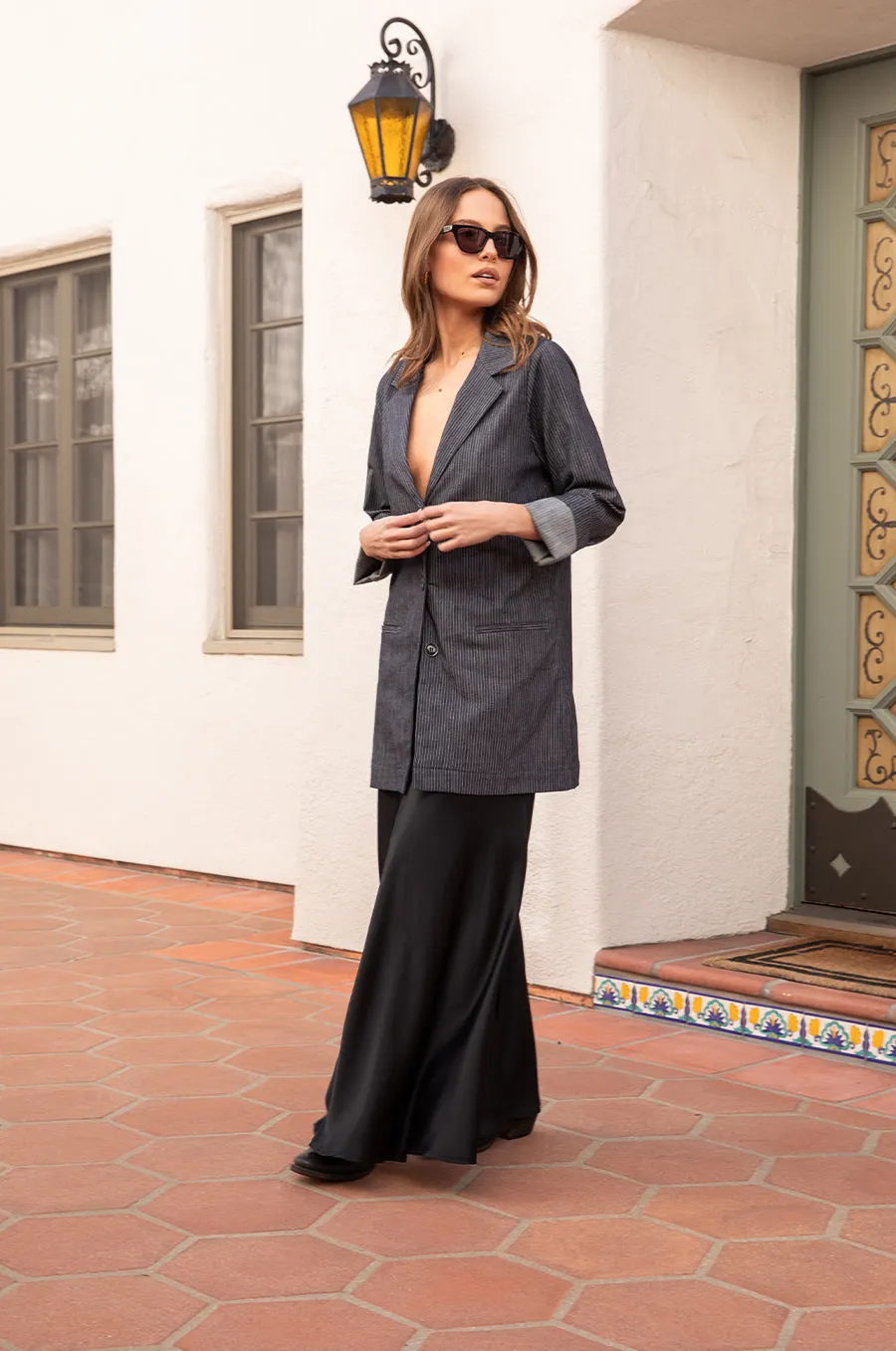 RELAXED BLAZER IN DENIM STRIPE