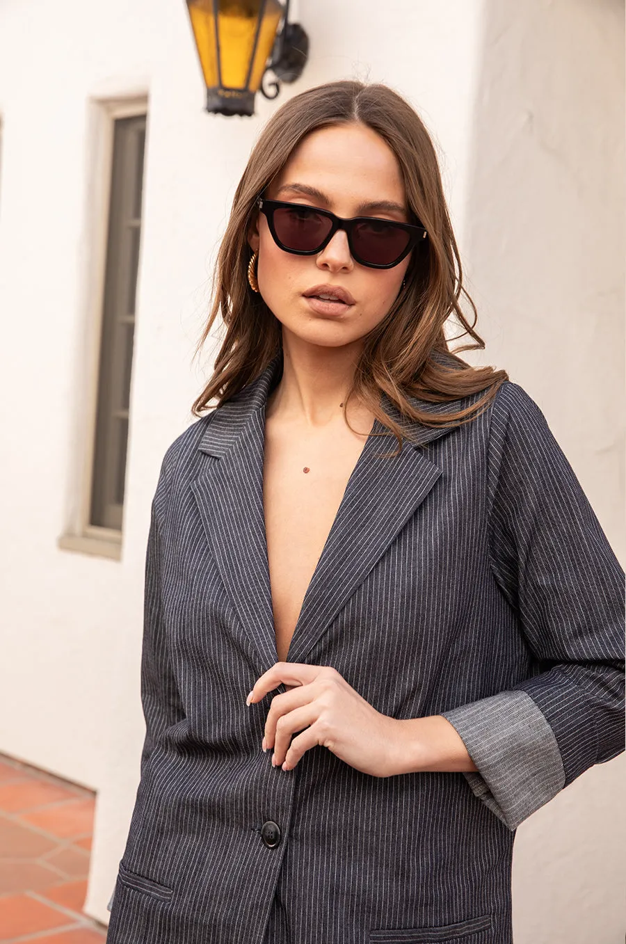 RELAXED BLAZER IN DENIM STRIPE