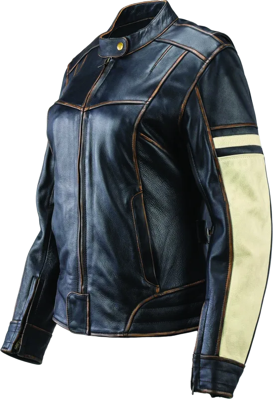 River Road Dame Vintage Leather Jacket Black Womens - Small