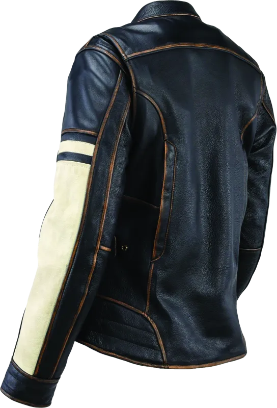 River Road Dame Vintage Leather Jacket Black Womens - Small