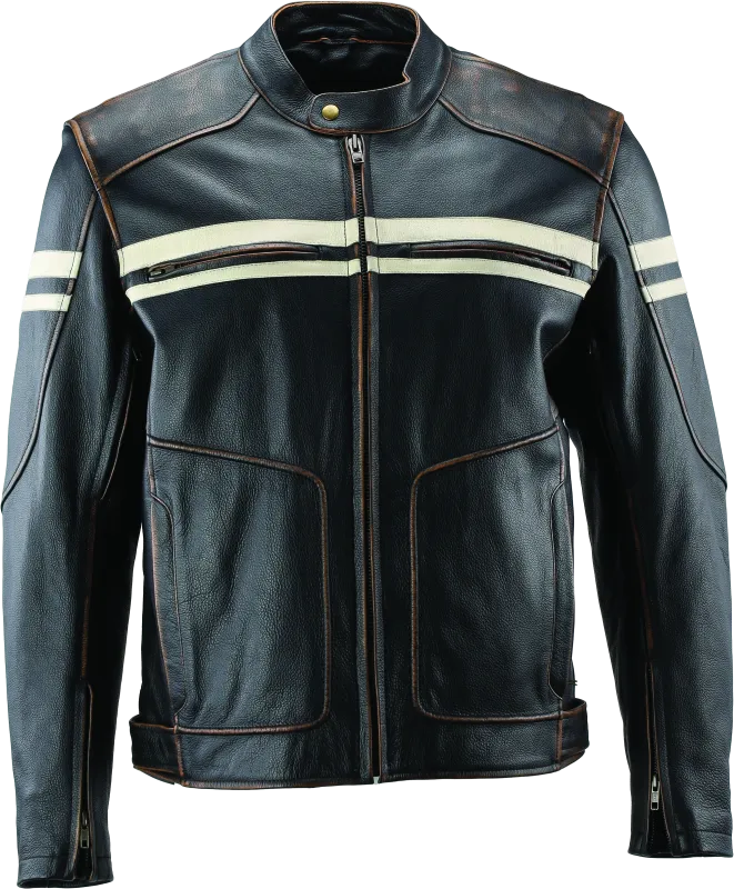 River Road Hoodlum Vintage Leather Jacket Black - 2XL