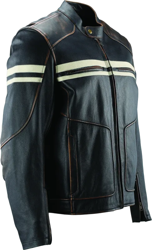 River Road Hoodlum Vintage Leather Jacket Black - Small
