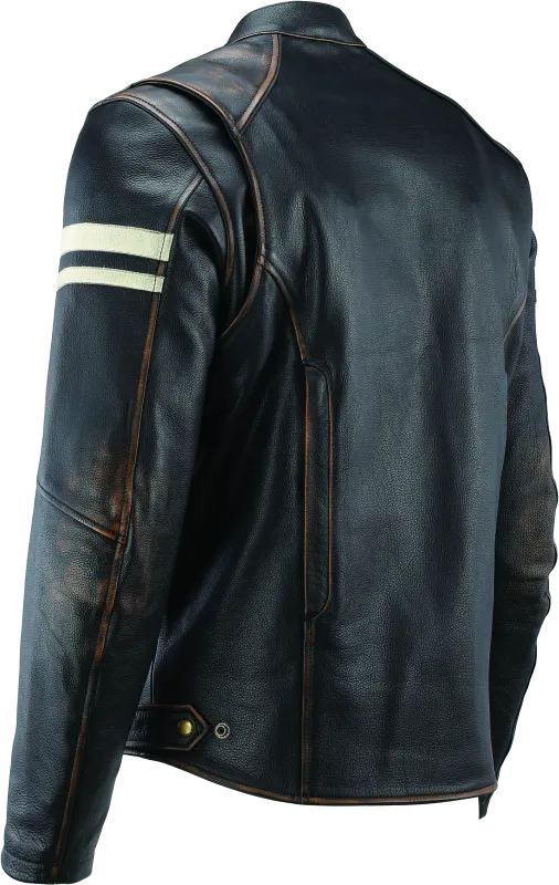 River Road Hoodlum Vintage Leather Jacket Black - Small