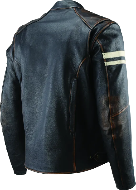 River Road Hoodlum Vintage Leather Jacket Black - Small