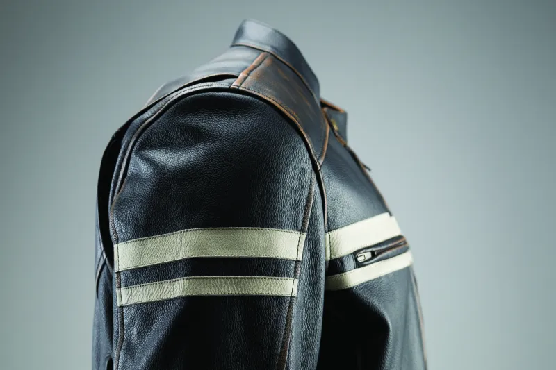 River Road Hoodlum Vintage Leather Jacket Black - Small