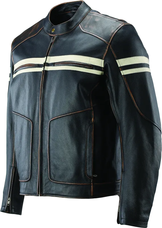 River Road Hoodlum Vintage Leather Jacket Black - Small