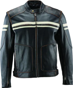River Road Hoodlum Vintage Leather Jacket Black - XL