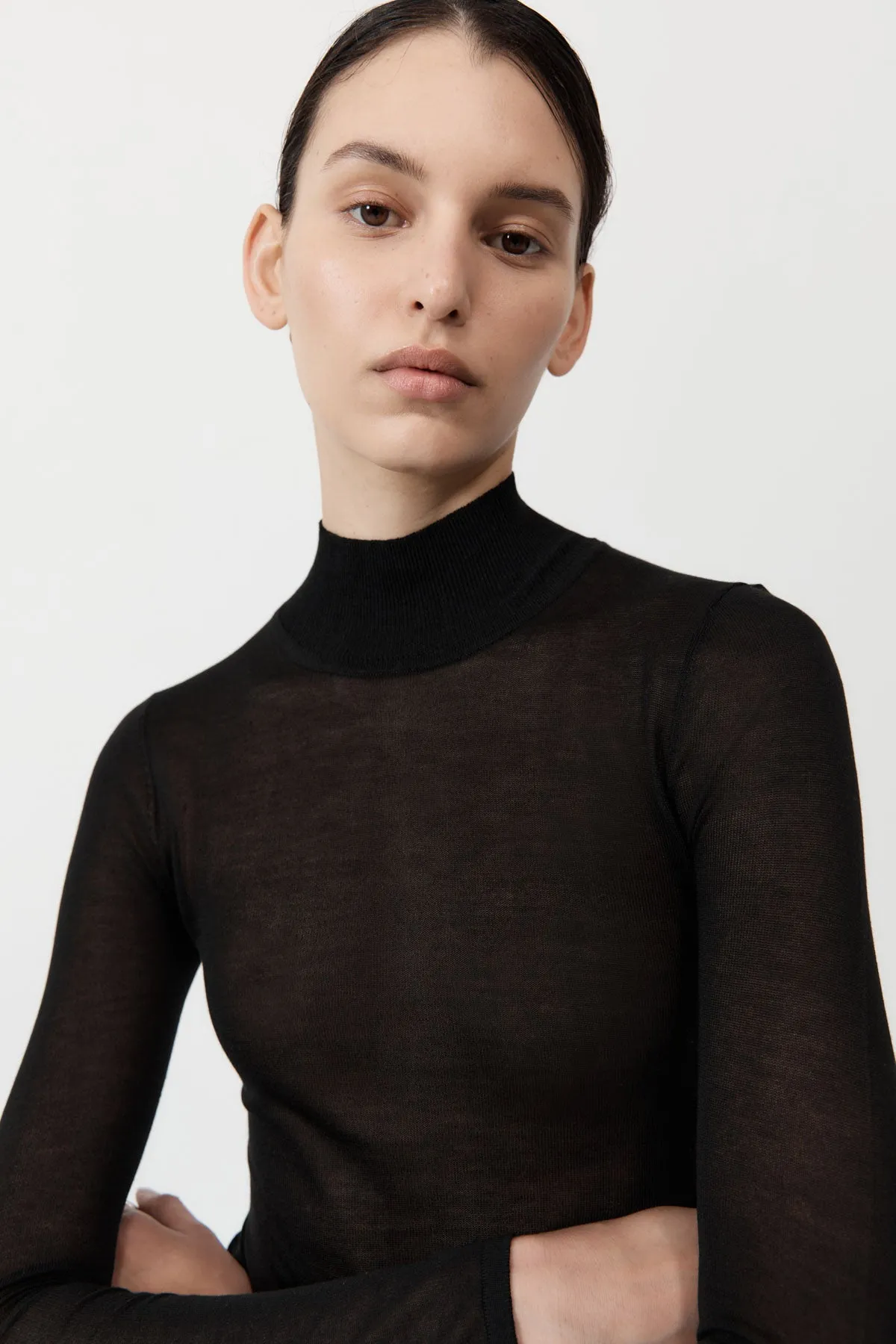 Sheer Ruched Dress - Black