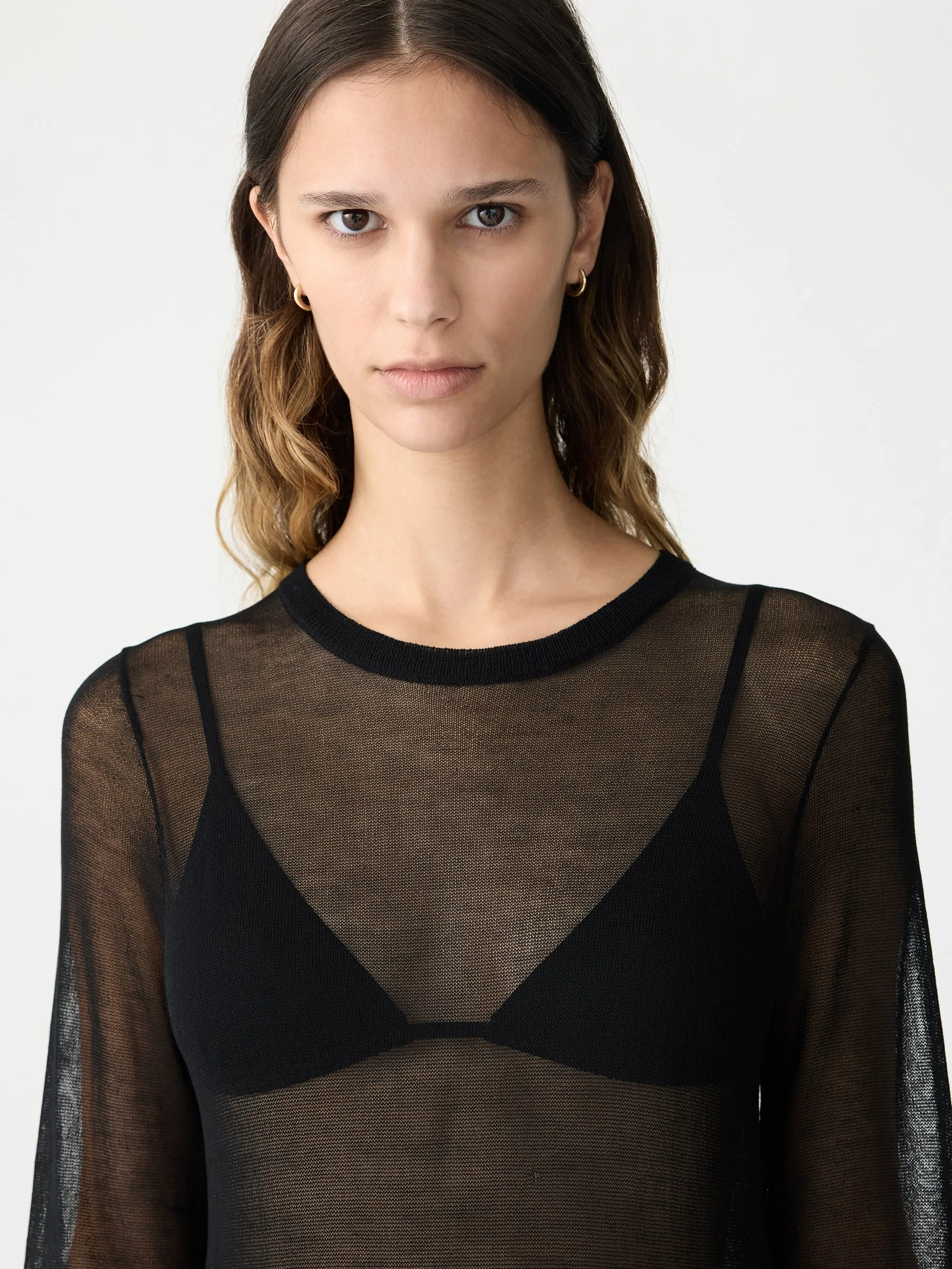 superfine longerline knit dress