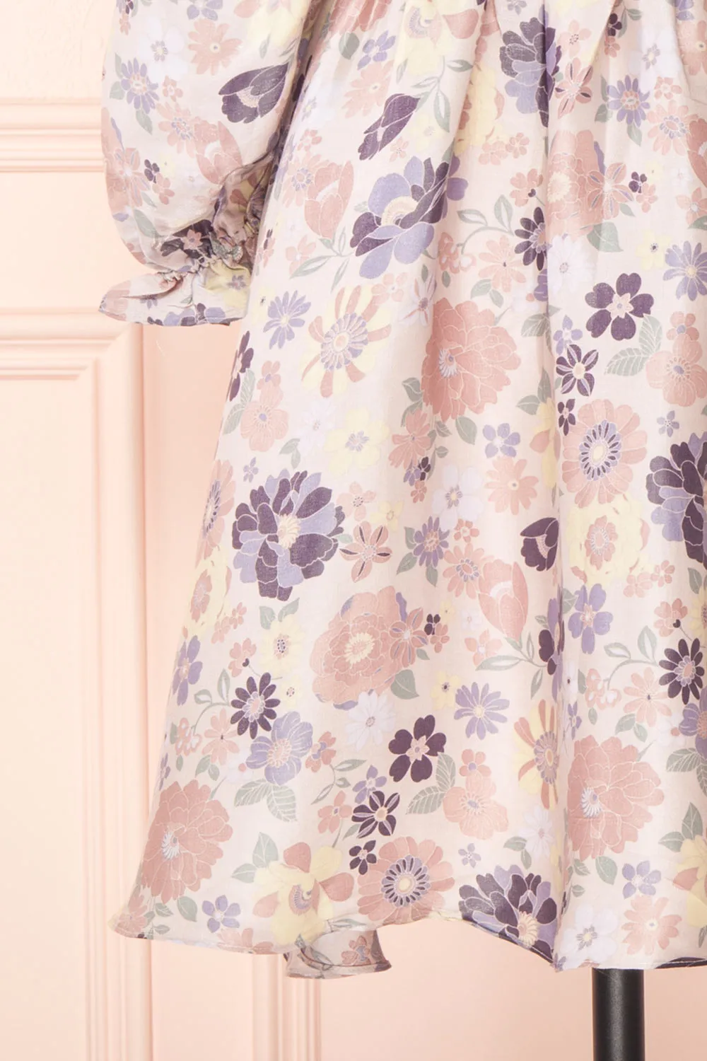 Violette | Short Floral Dress w/ Puff Sleeves