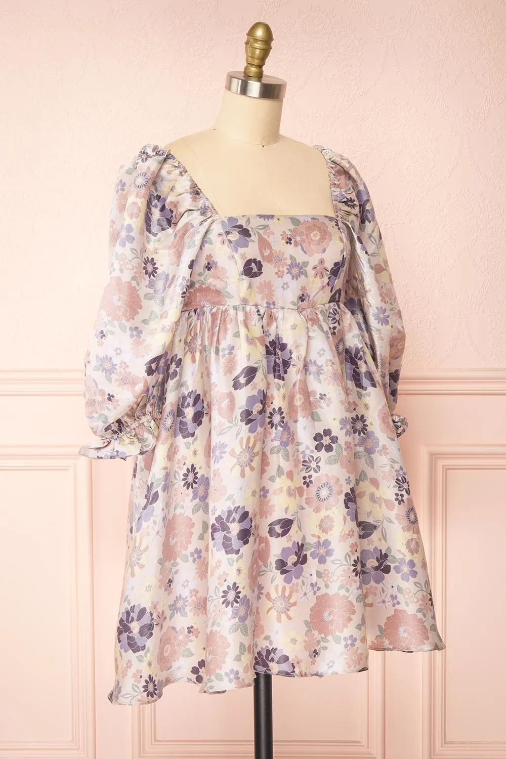Violette | Short Floral Dress w/ Puff Sleeves