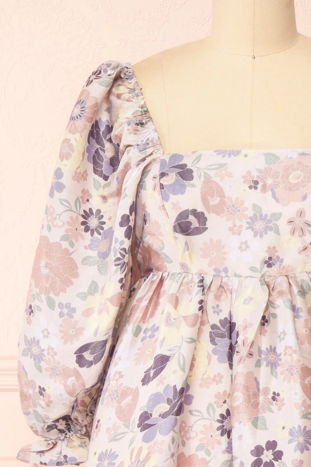 Violette | Short Floral Dress w/ Puff Sleeves