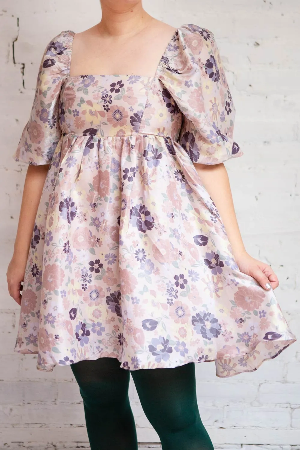 Violette | Short Floral Dress w/ Puff Sleeves