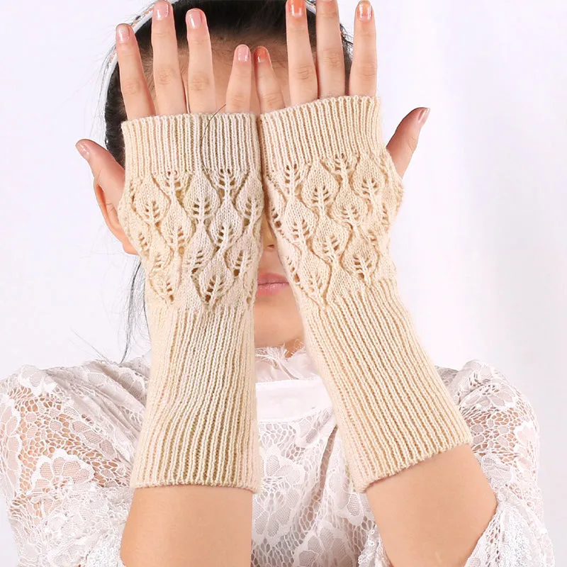 Warmers Knit Mittens Half Finger Gloves