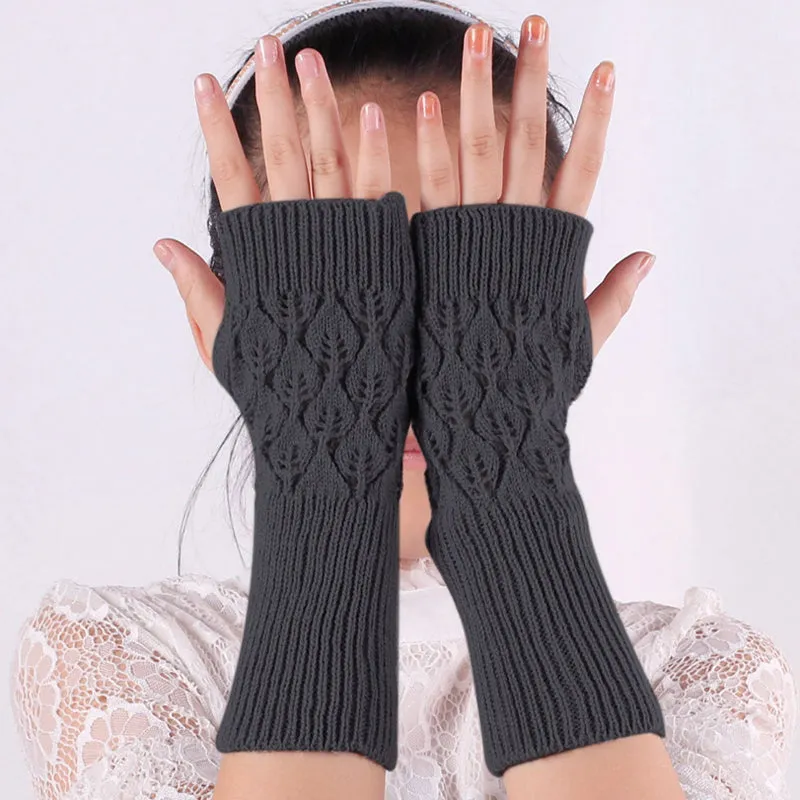 Warmers Knit Mittens Half Finger Gloves
